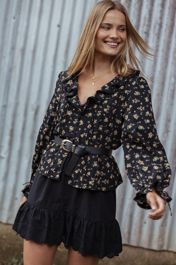 TOPS Polli Top - Black Floral