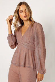 TOPS @Ramona Long Sleeve Top - Rose