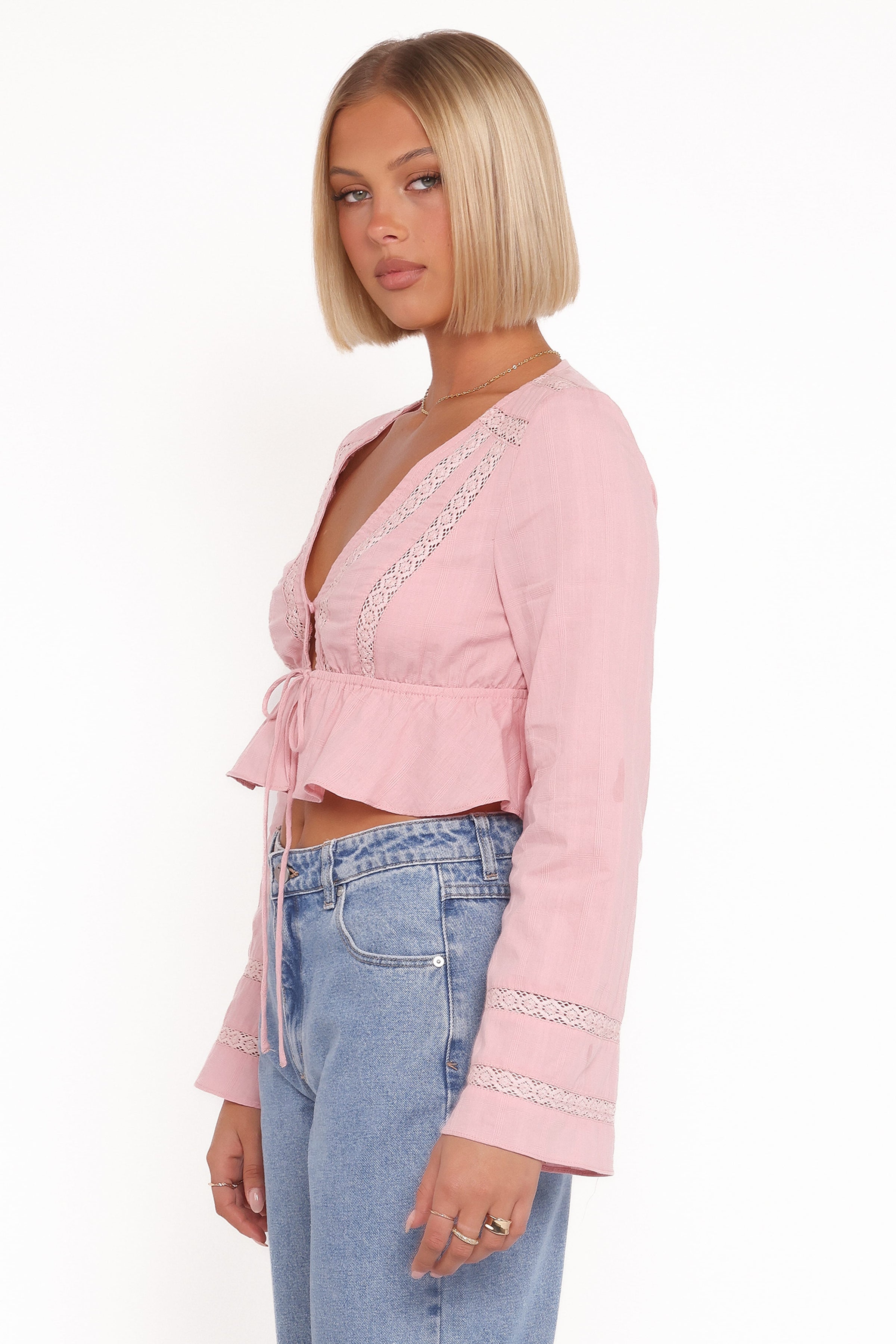 TOPS Reed Long Sleeve Top - Pink