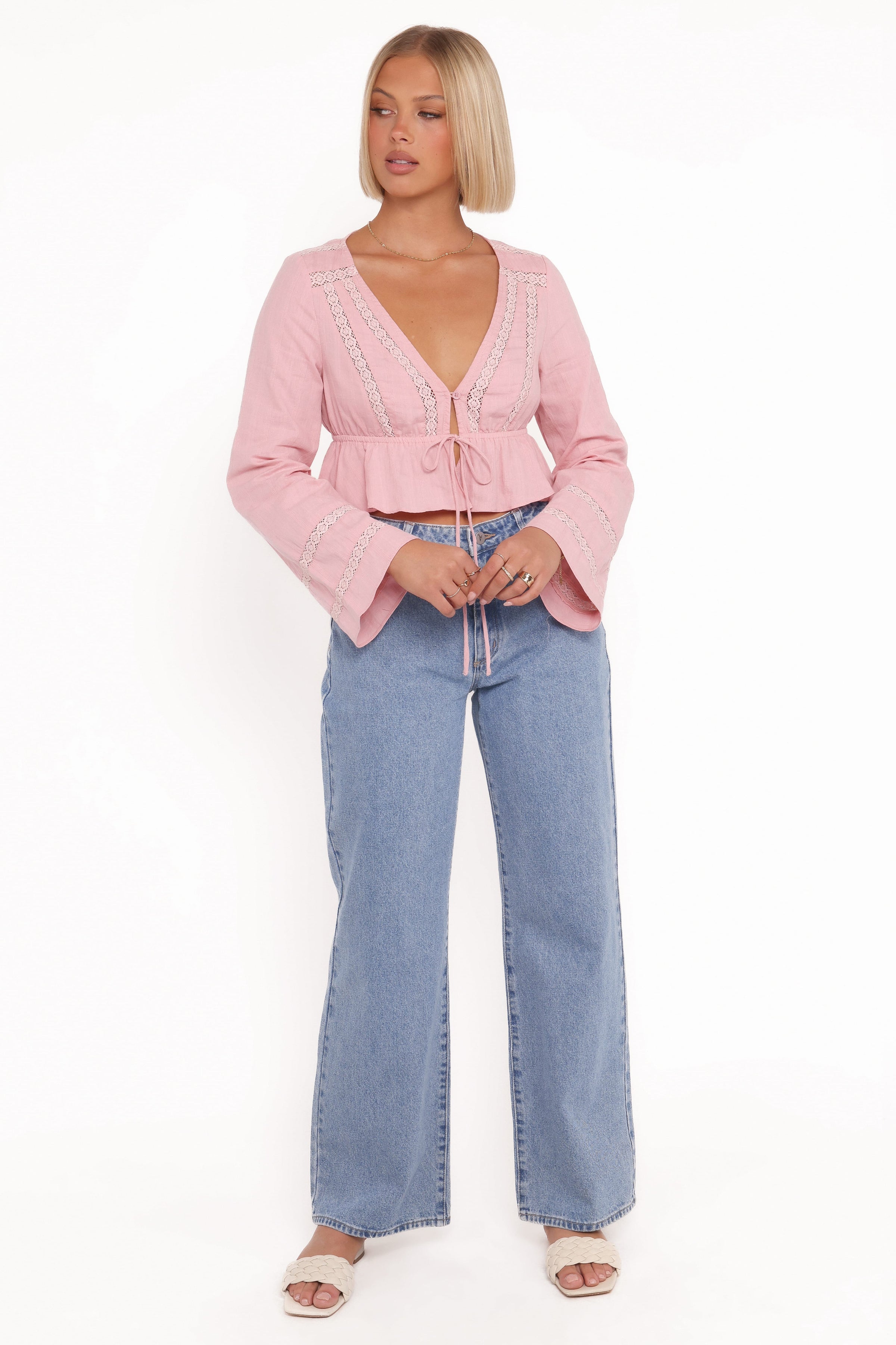 TOPS Reed Long Sleeve Top - Pink