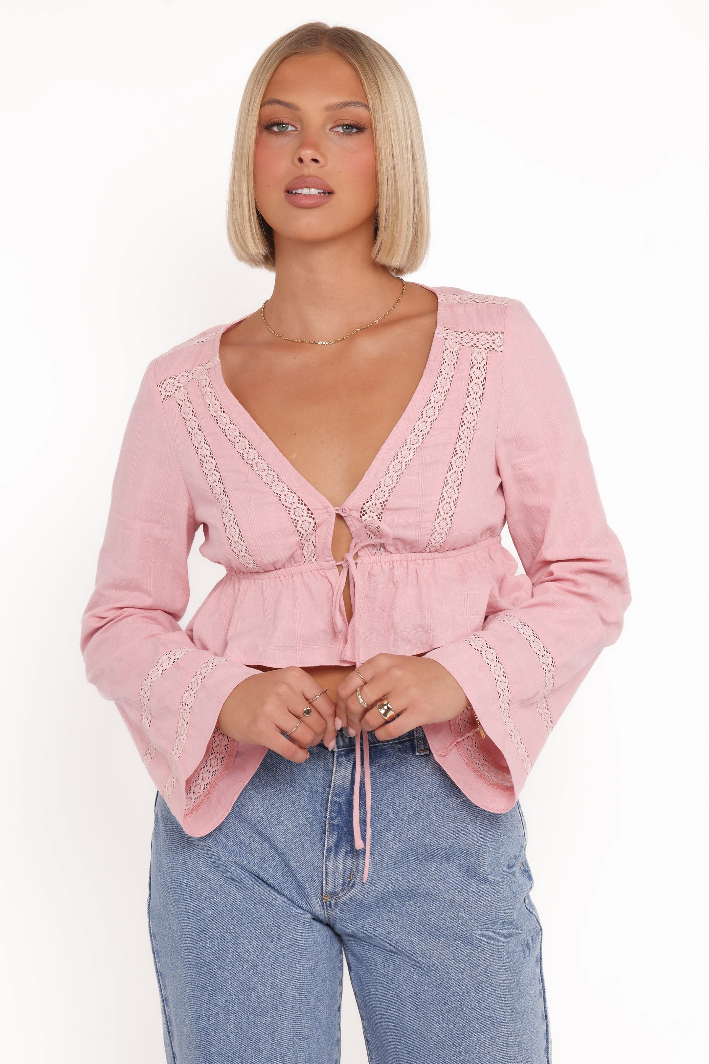 TOPS Reed Long Sleeve Top - Pink