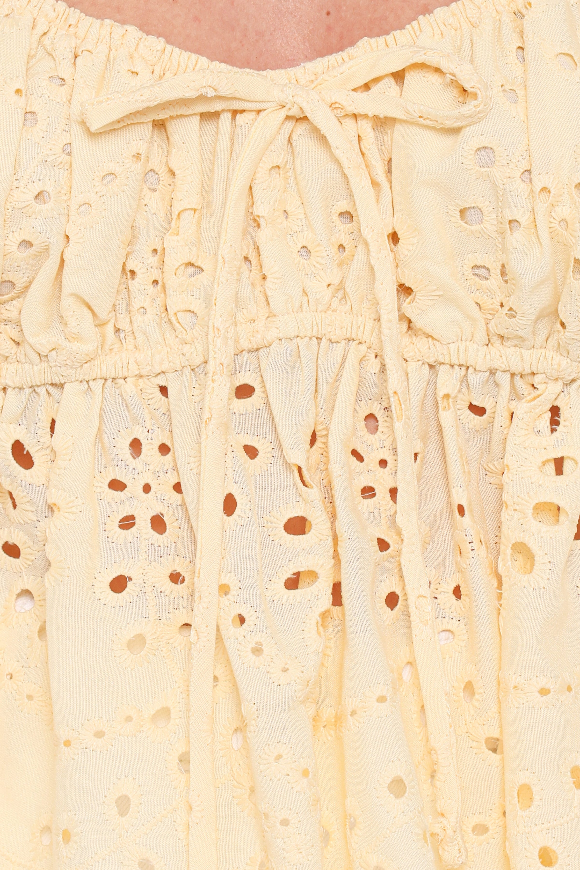 TOPS Regina Eyelet Ruffle Top - Butter Yellow