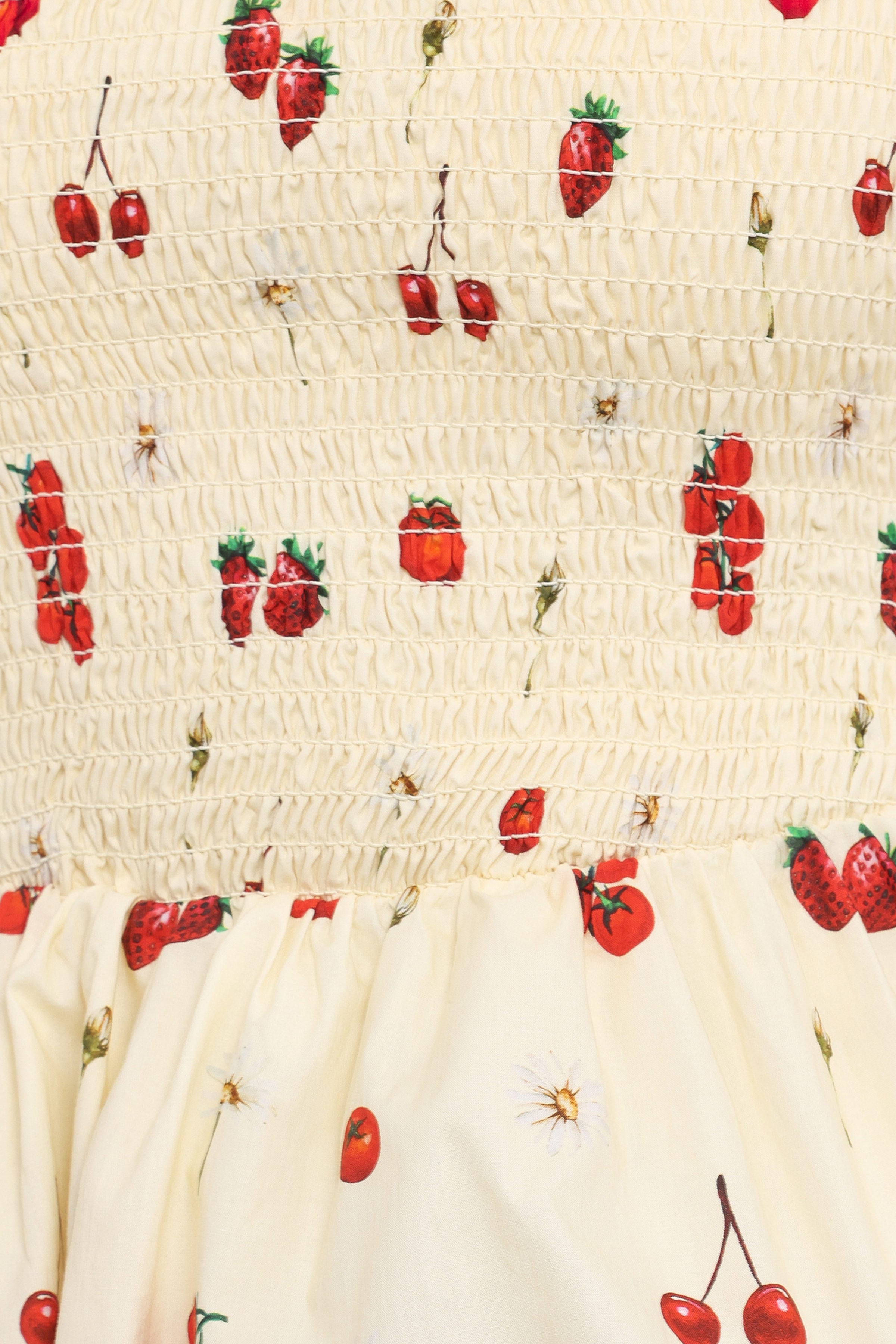 TOPS Remira Smocked Ruffle Top - Yellow Cherry
