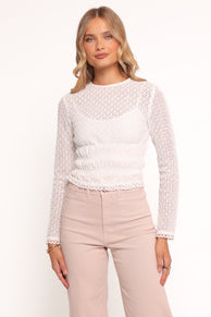 TOPS Riven Shirred Top - White