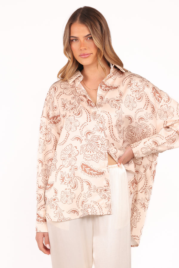 TOPS Rosalie Shirt - Brown Paisley