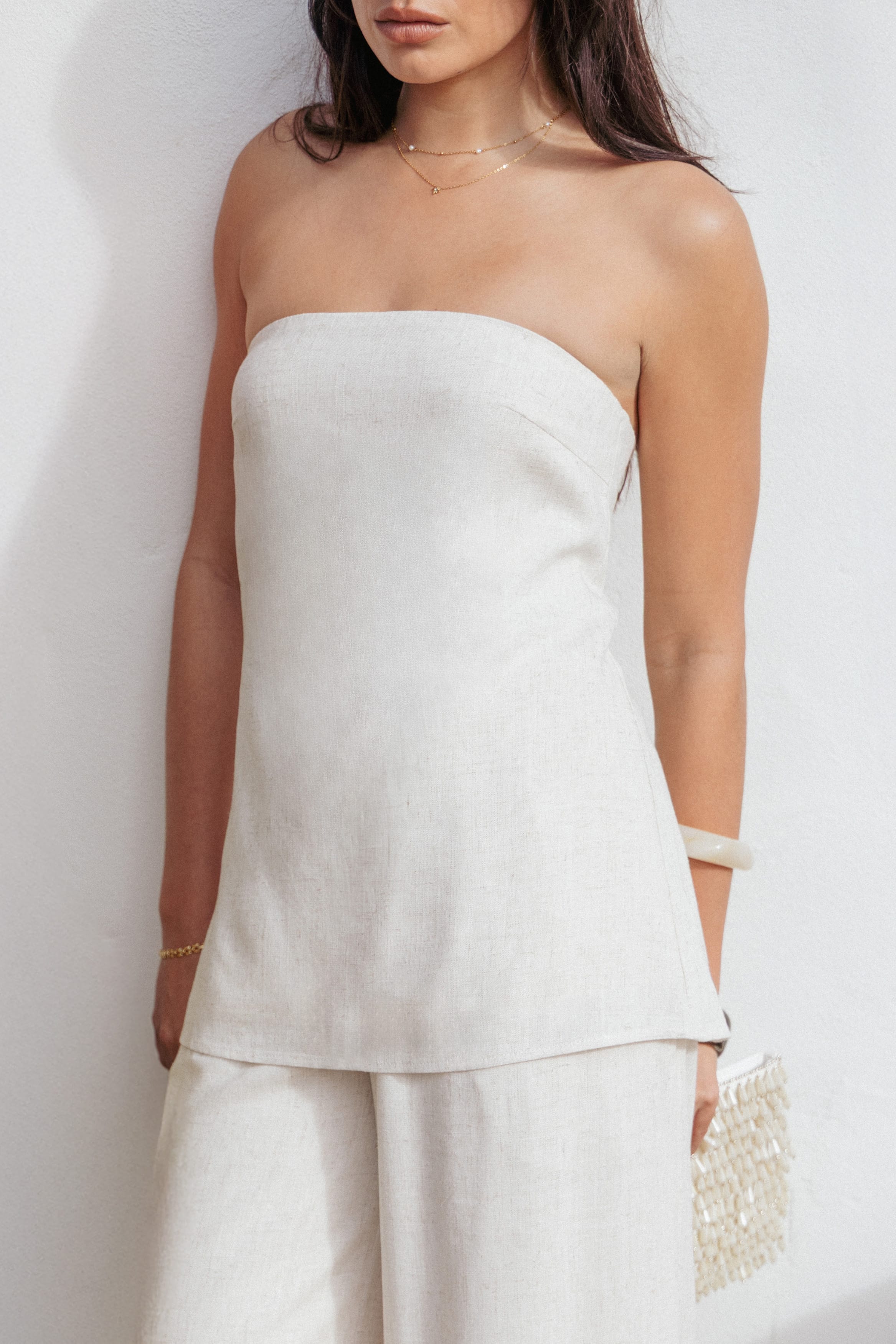 TOPS Rosemarie Strapless Top - Oatmeal
