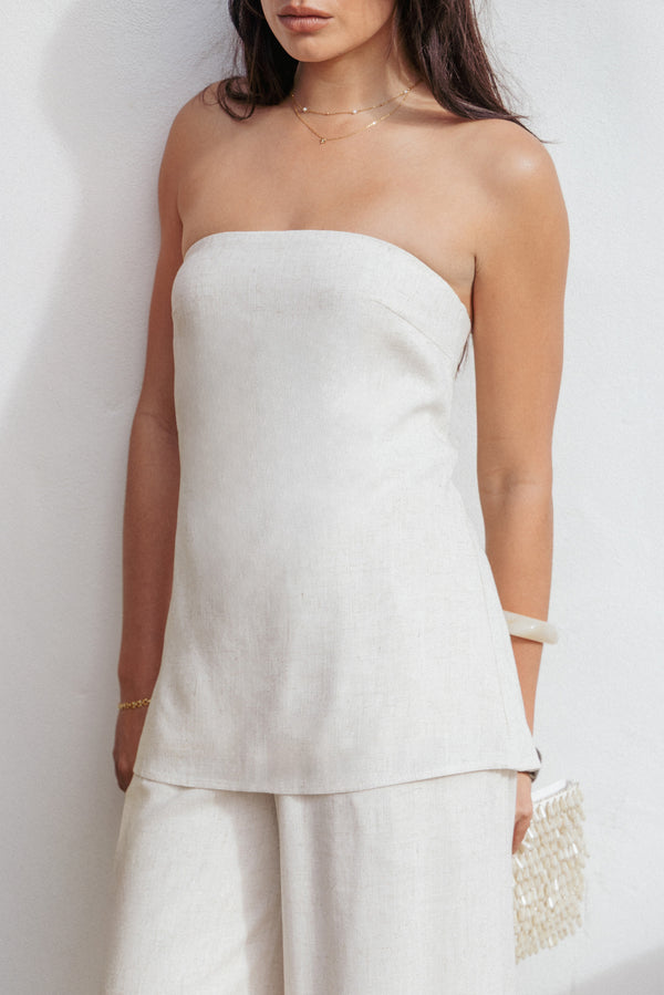 TOPS Rosemarie Strapless Top - Oatmeal