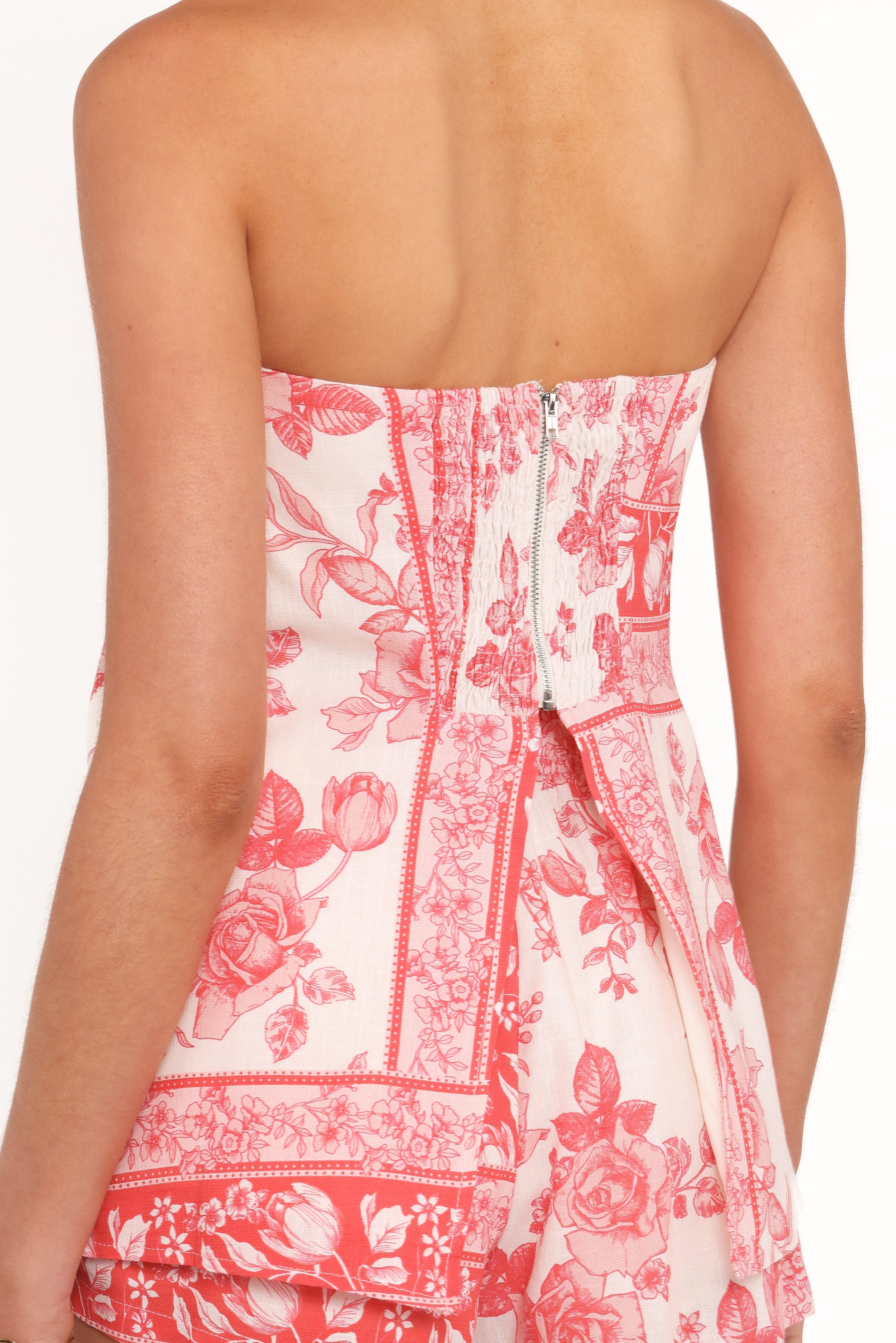 TOPS Rosemarie Strapless Top - Rose Tile