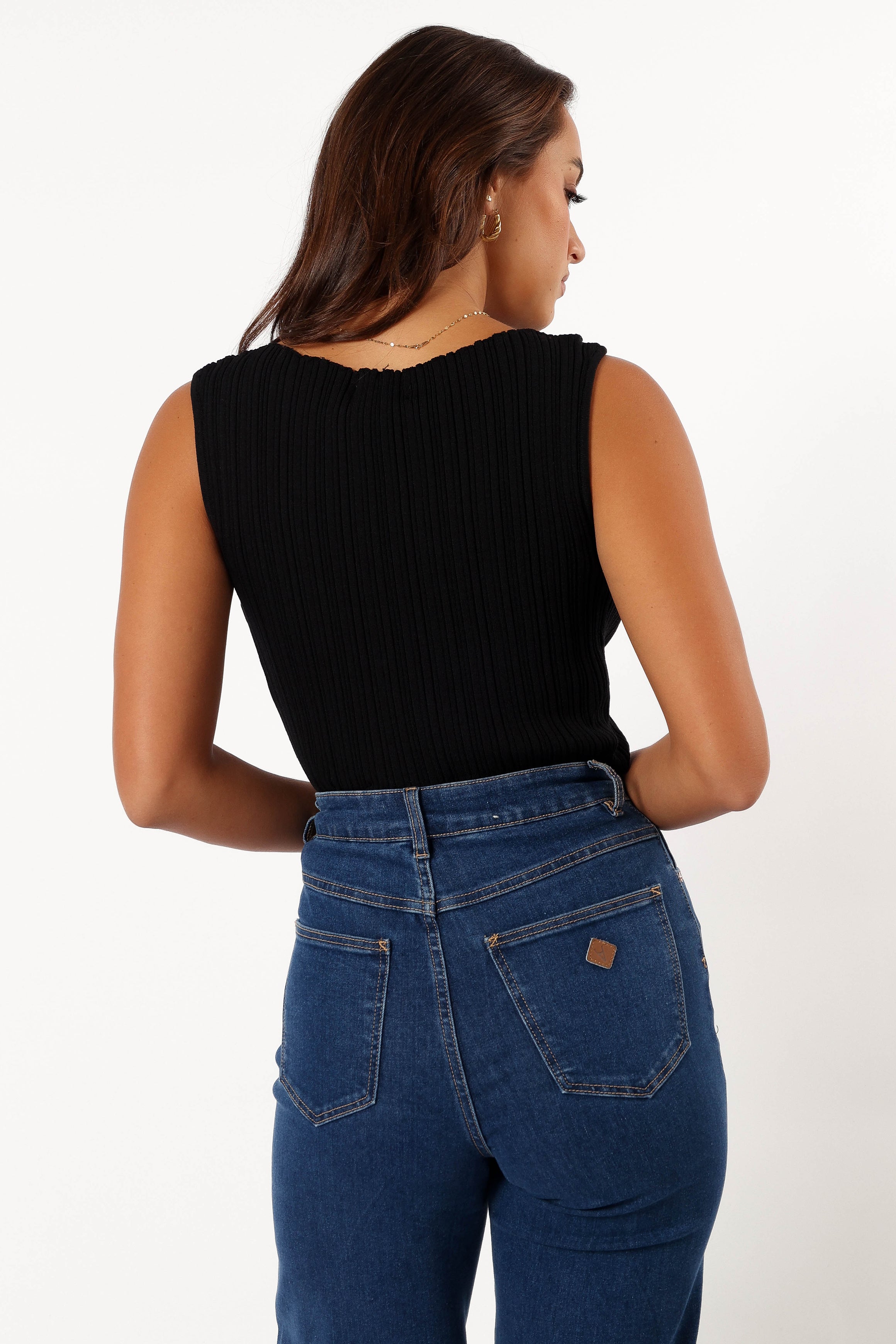 TOPS @Rowie Ribbed Top - Black