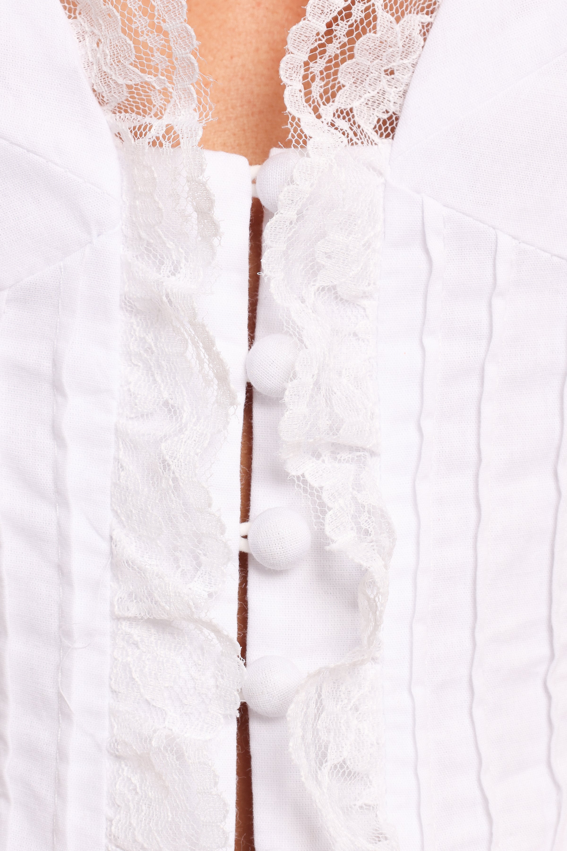 TOPS Roxette Lace Trim Top - White