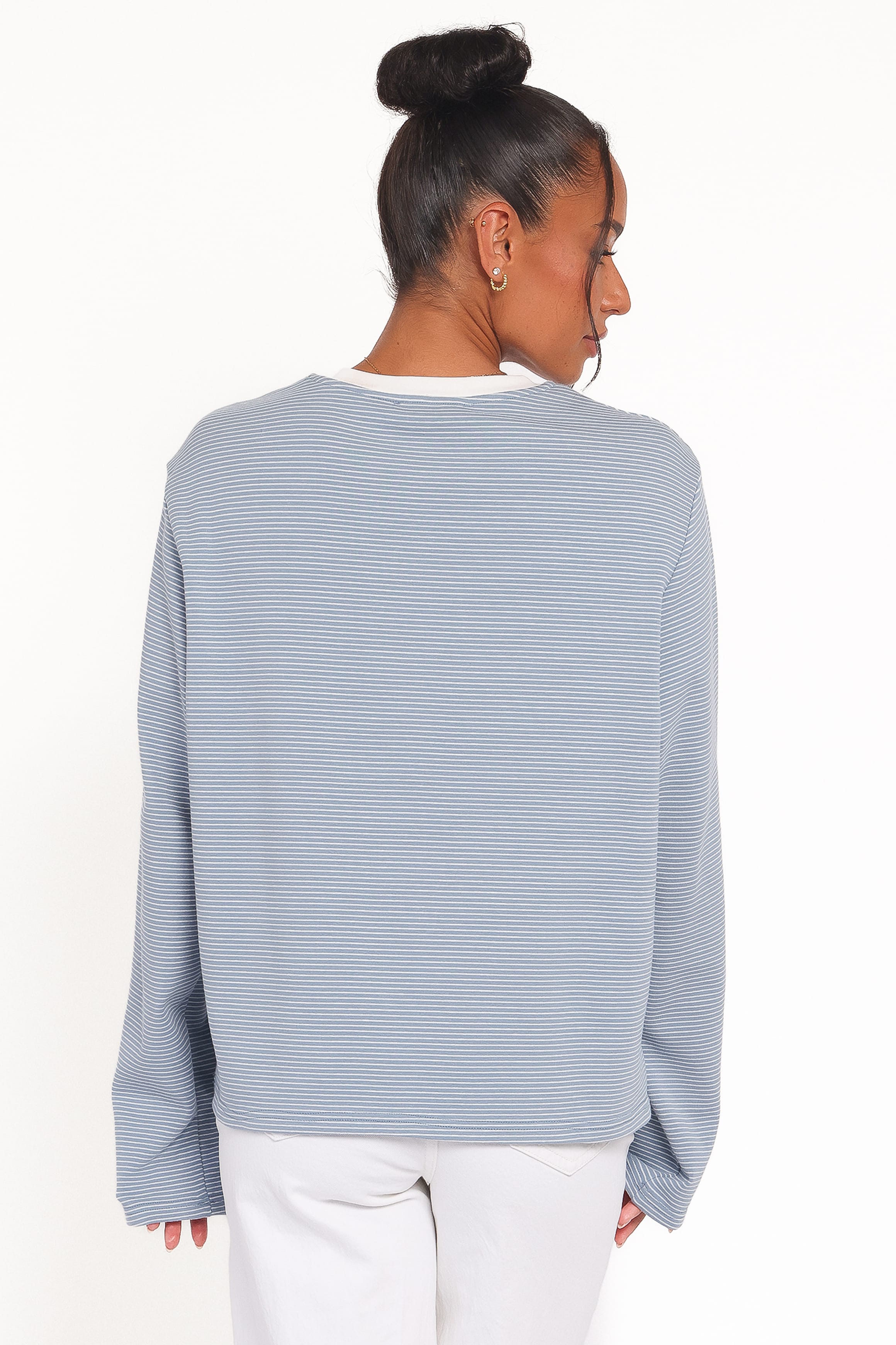 TOPS Ruva Long Sleeve Tee - Blue White Stripe