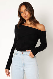 TOPS @Sally-Anne Knit Top - Black