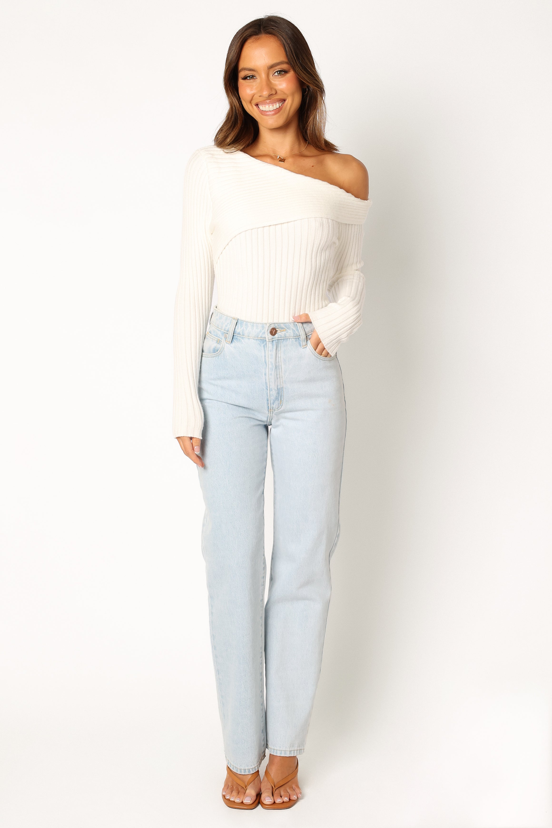 TOPS @Sally-Anne Knit Top - White