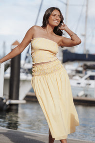 TOPS Salome Strapless Top - Mango Stripe