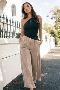 TOPS @Samantha One Shoulder Top - Black (Hold for Cool Beginnings)