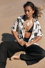 TOPS Sawyer Short Sleeve Shirt - Beige Black