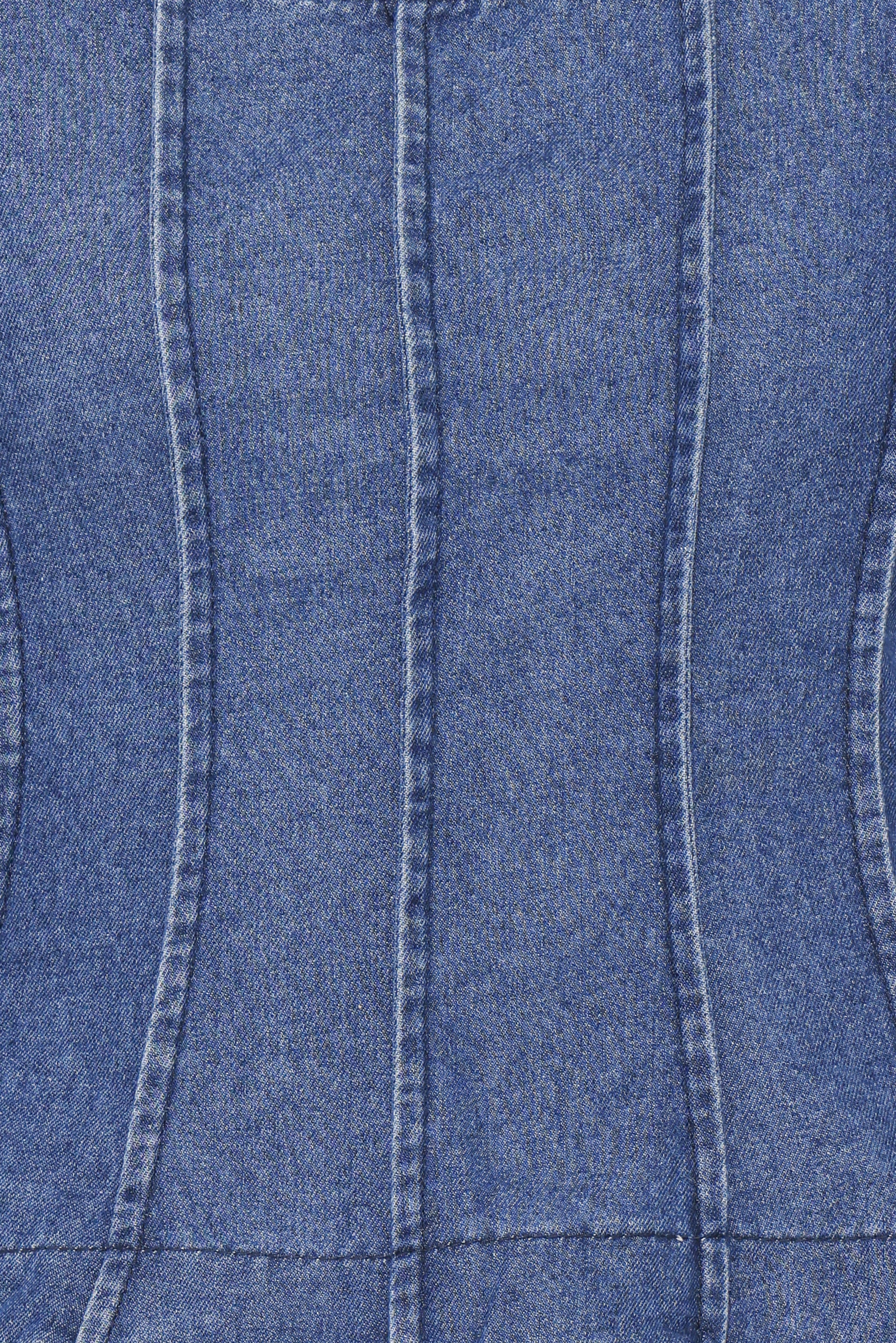 TOPS Saylor Denim Peplum Top - Blue Medium Wash