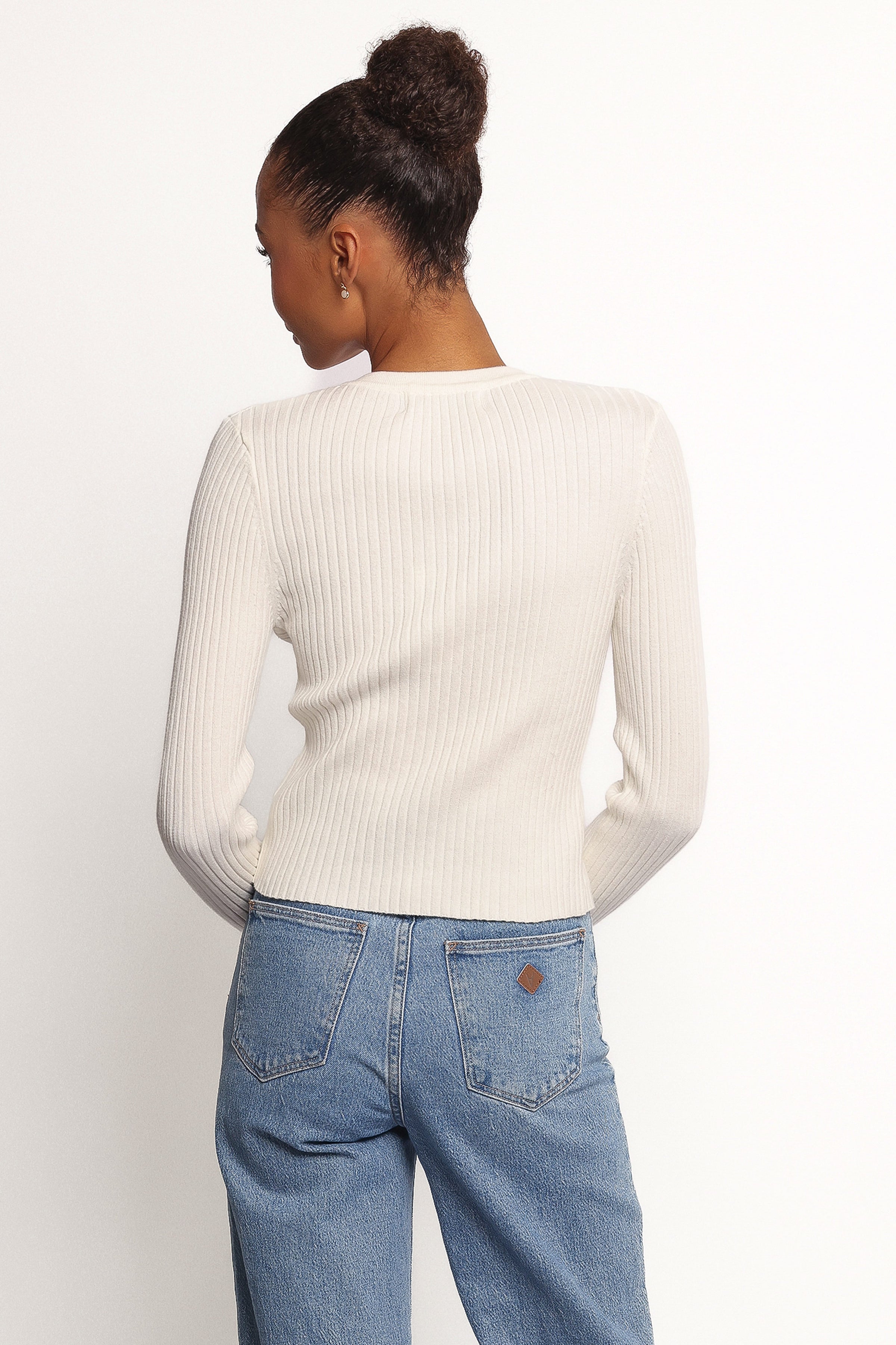 TOPS Searie Ribbed Cardigan Top - Cream