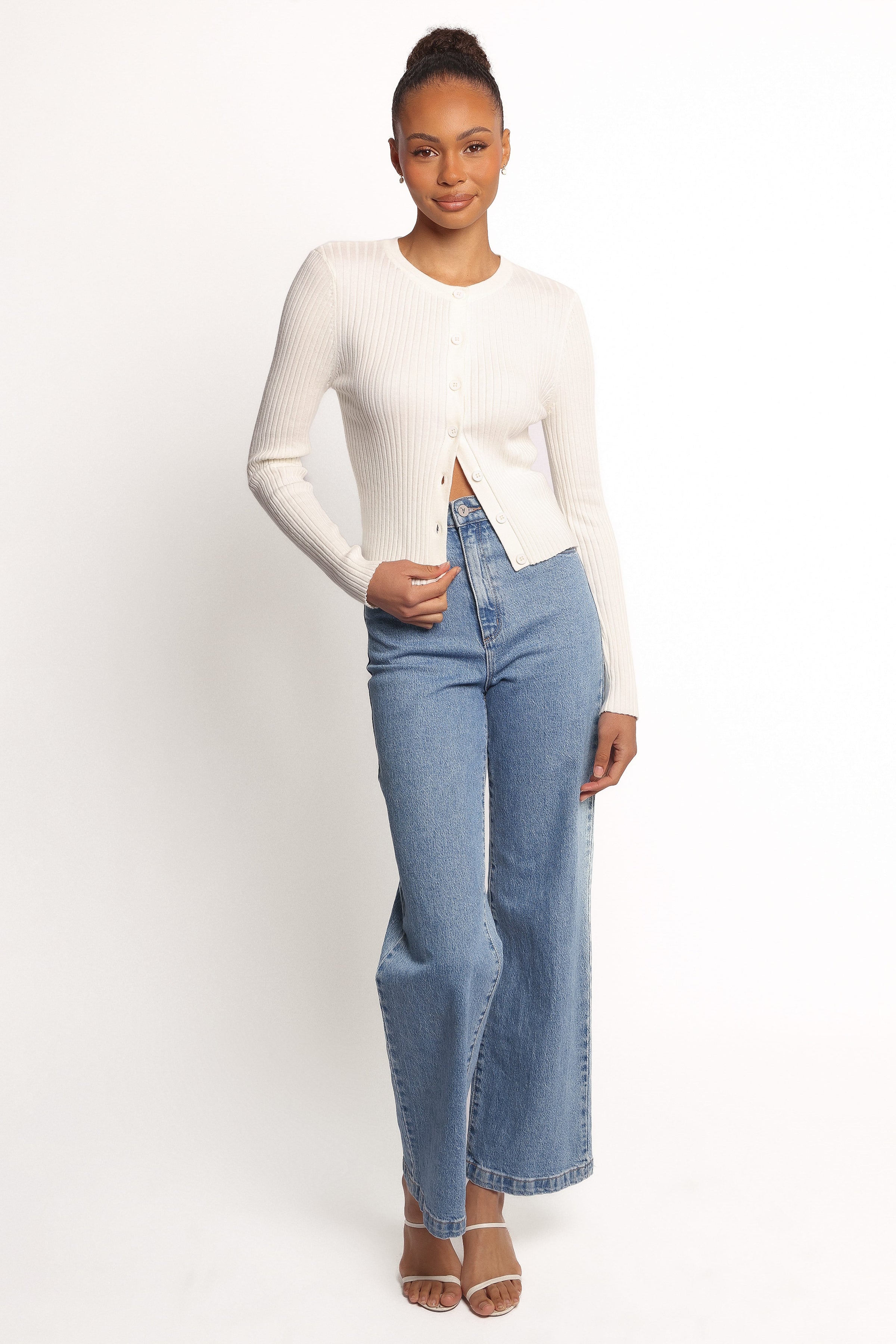 TOPS Searie Ribbed Cardigan Top - Cream