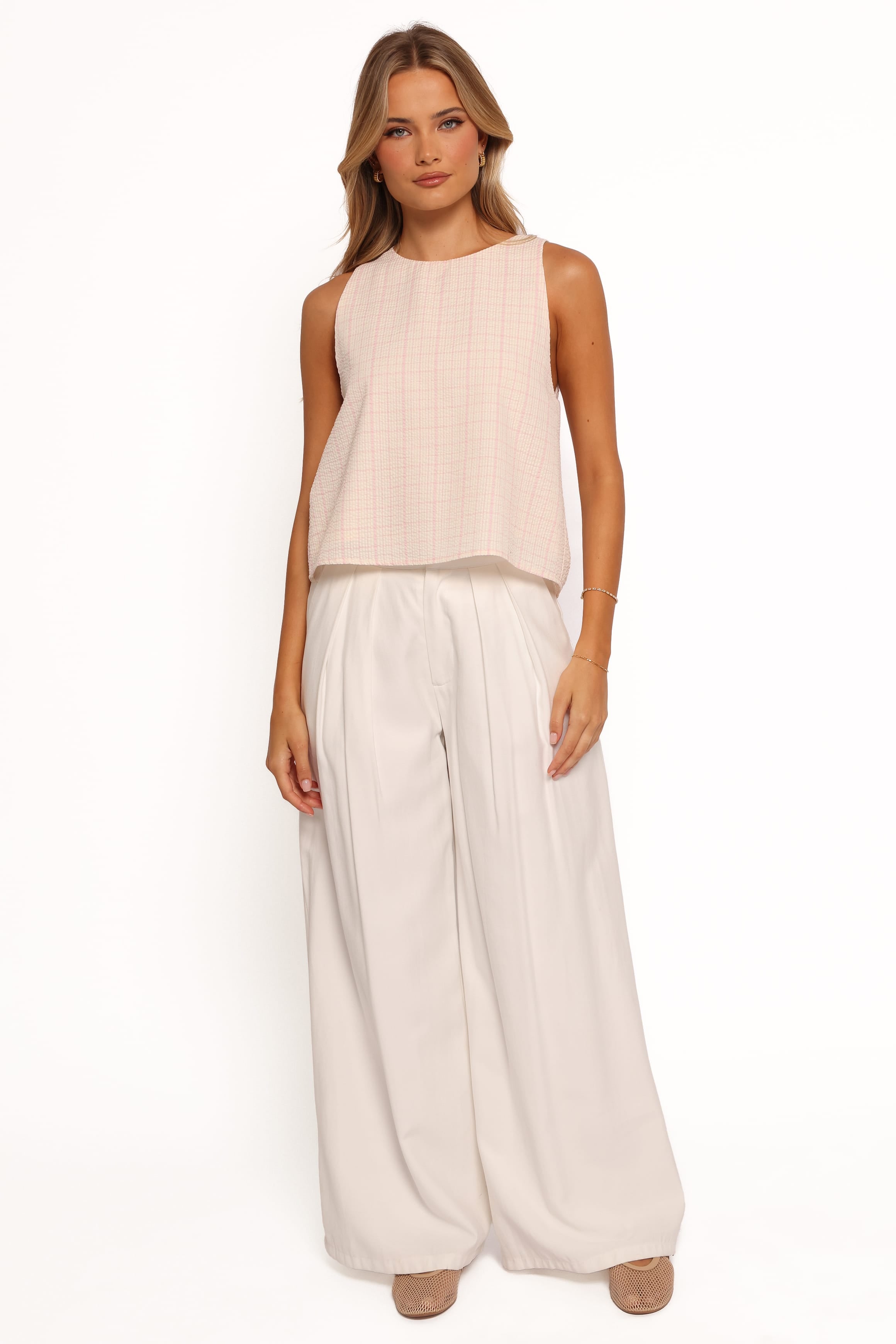 TOPS Selva Bow Back Top - Pale Pink
