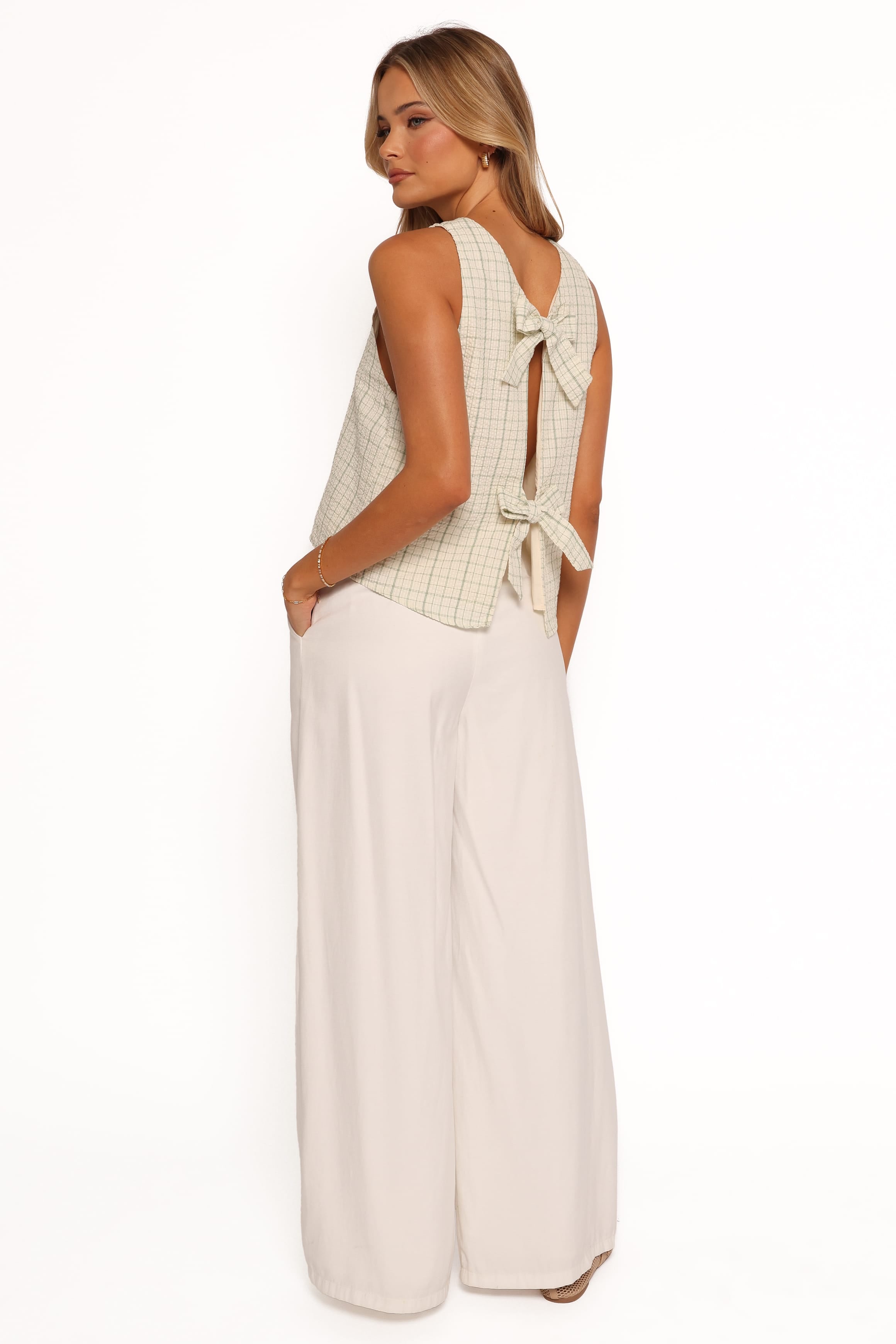 TOPS Selva Bow Back Top - Sage Green
