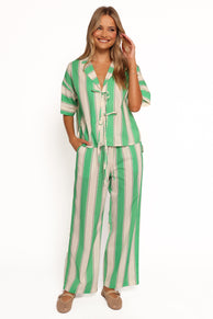 TOPS Shailene Top - Green Stripe