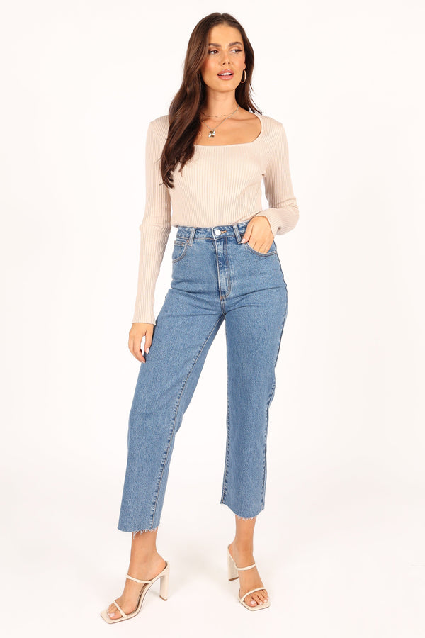 TOPS @Shani Ribbed Knit Top - Oatmeal (waiting on bulk)