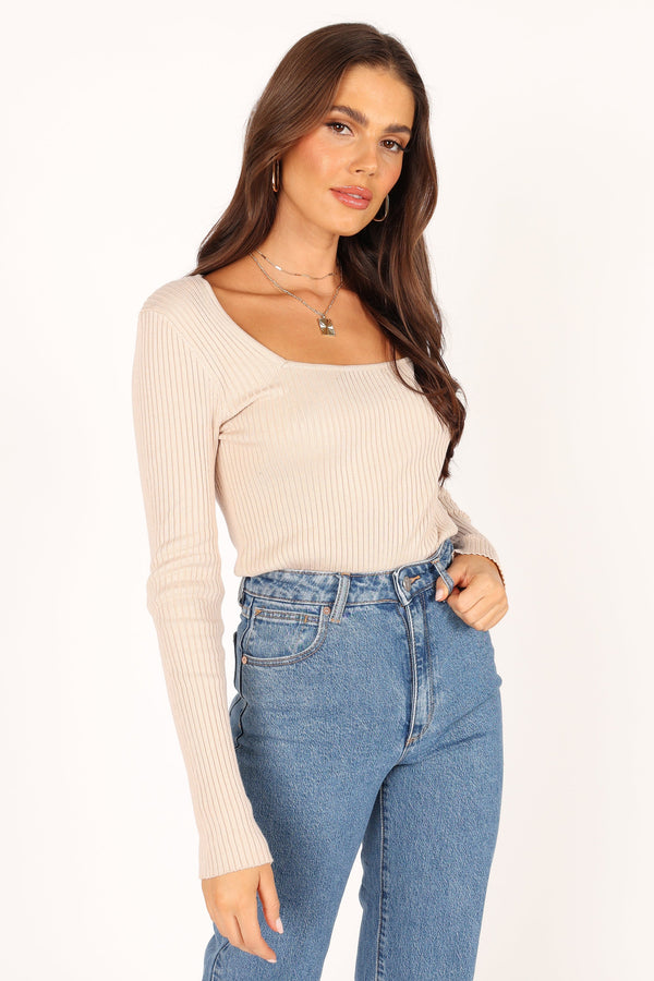 TOPS @Shani Ribbed Knit Top - Oatmeal (waiting on bulk)