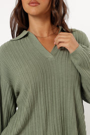 TOPS @Sonole Cable Knit Sweater - Khaki