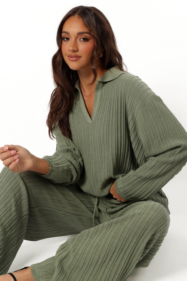 TOPS Sonole Ribbed Knit Sweater - Khaki
