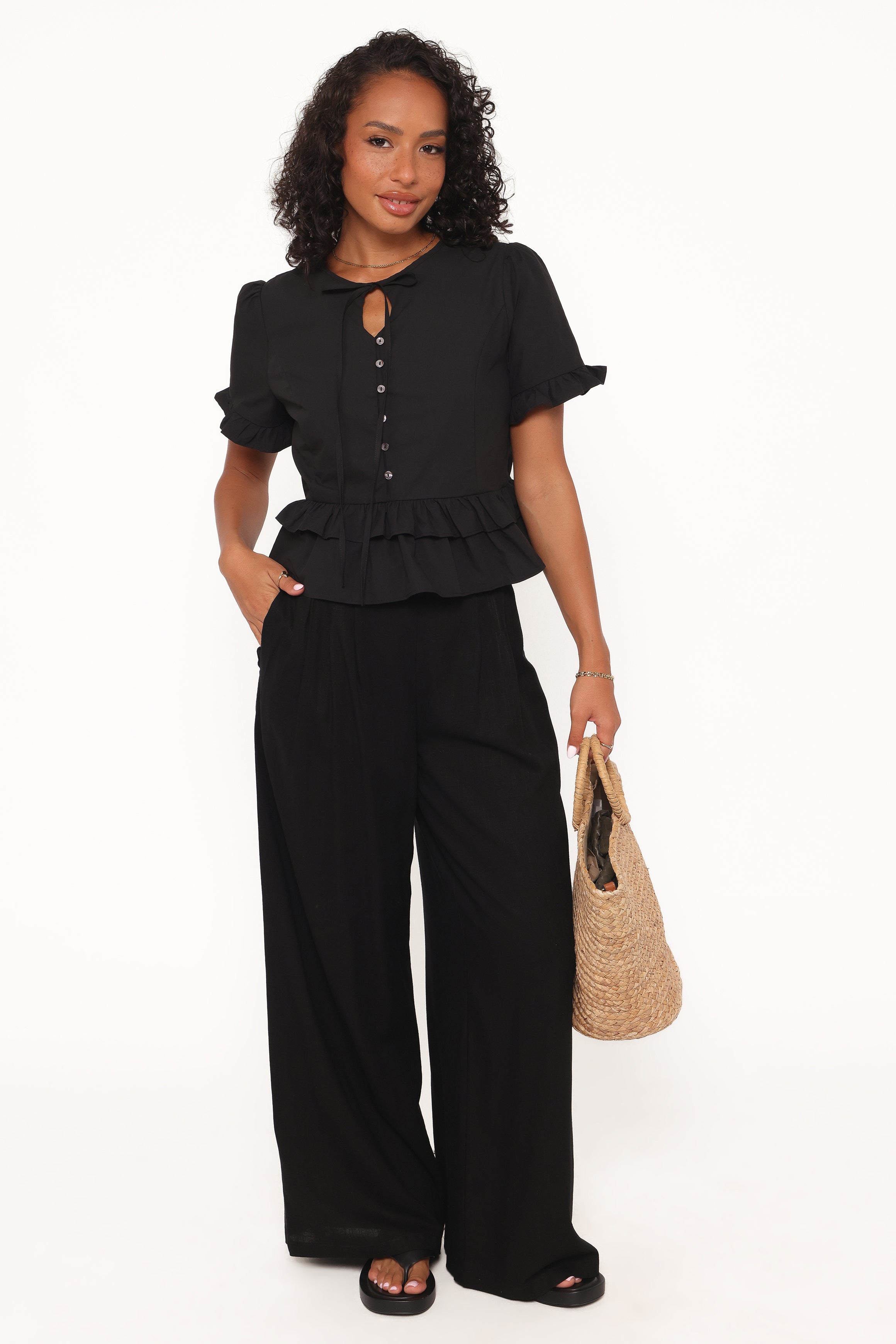 TOPS Sorcha Peplum Top - Black