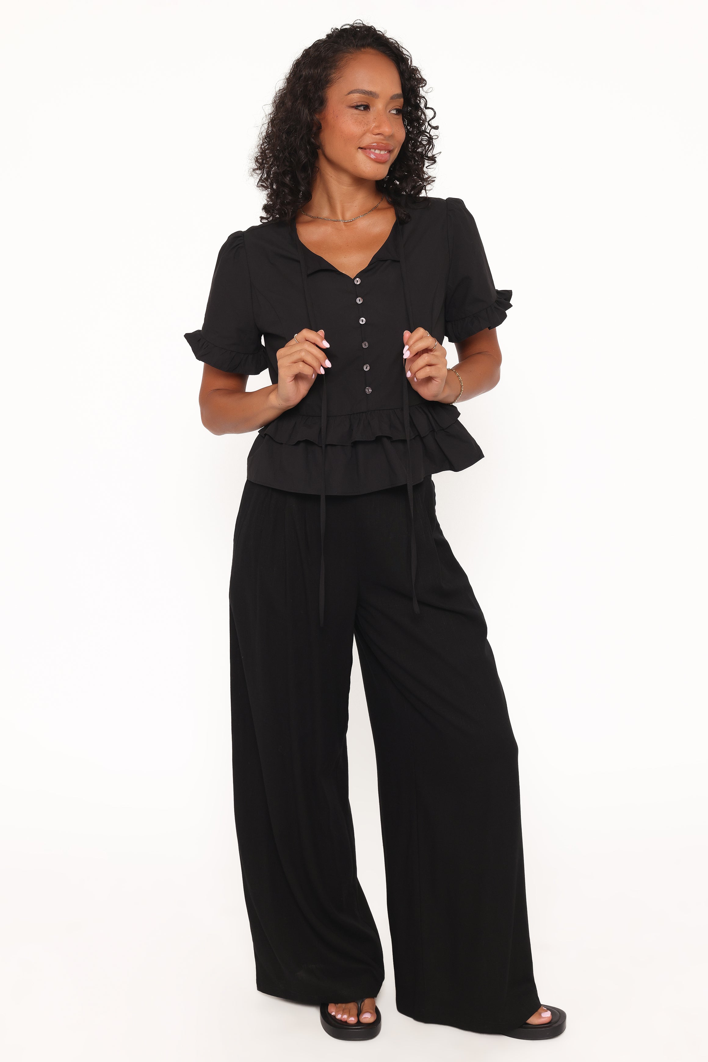 TOPS Sorcha Peplum Top - Black