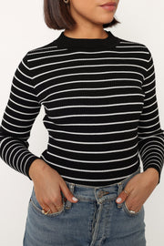 TOPS @Stacie Ribbed Knit Top - Black Stripe