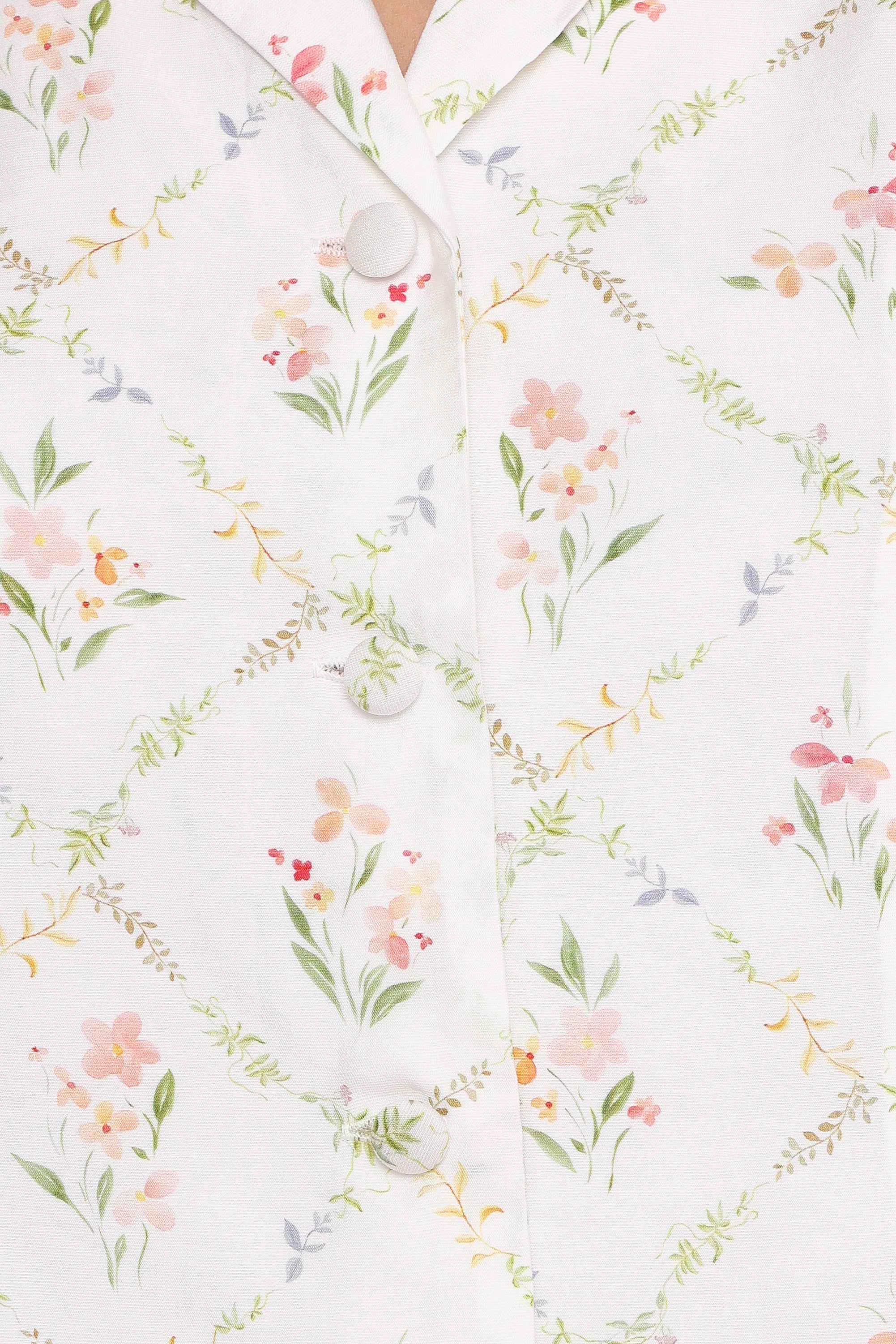 TOPS Steele Button Front Top - White Vintage Floral