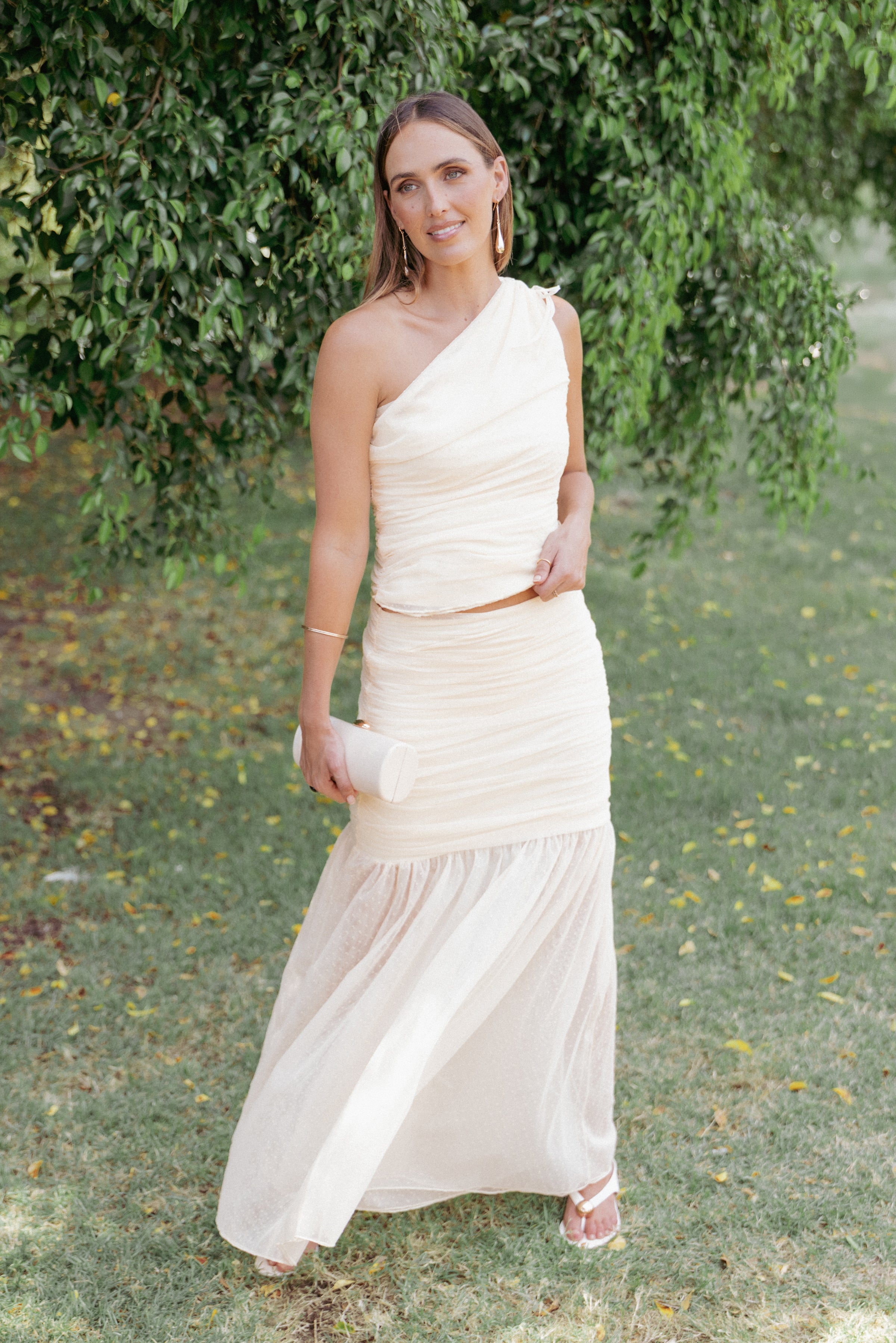 TOPS Susan Mesh One Shoulder Top - Yellow