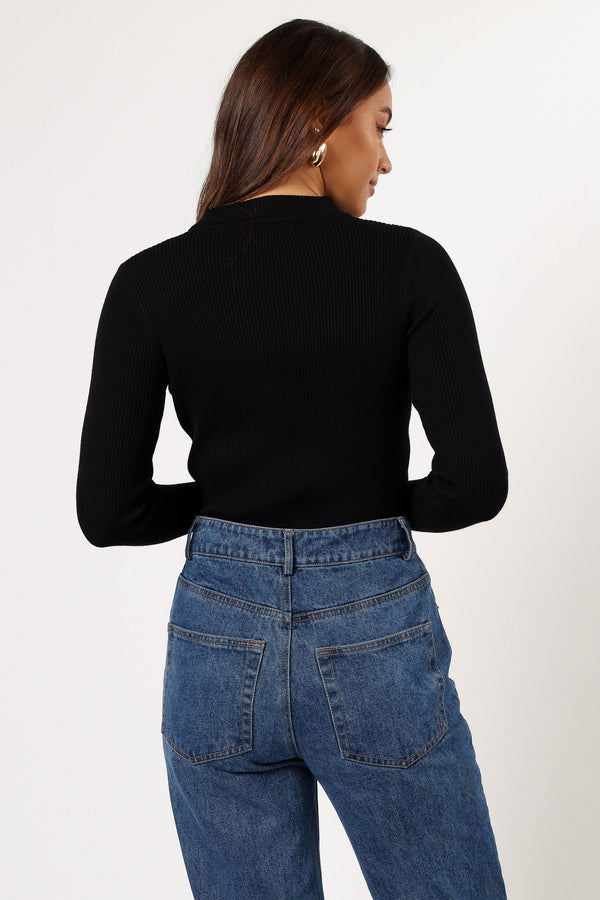 TOPS @Tammy Ribbed Knit Top - Black (pull TOP from bulk)