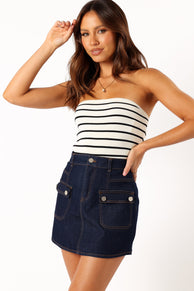 TOPS @Tegan Knit Top - Black Beige