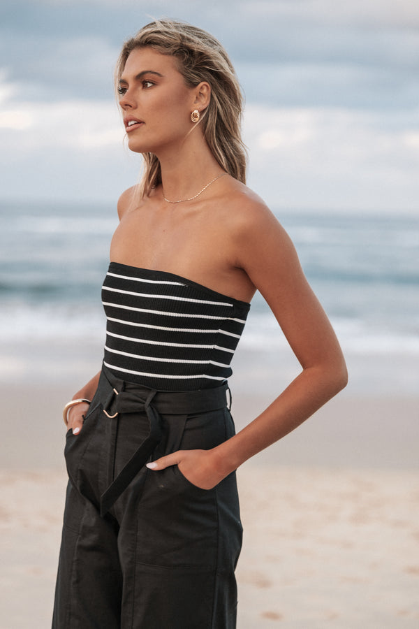 TOPS Tegan Knit Top - Black Stripe