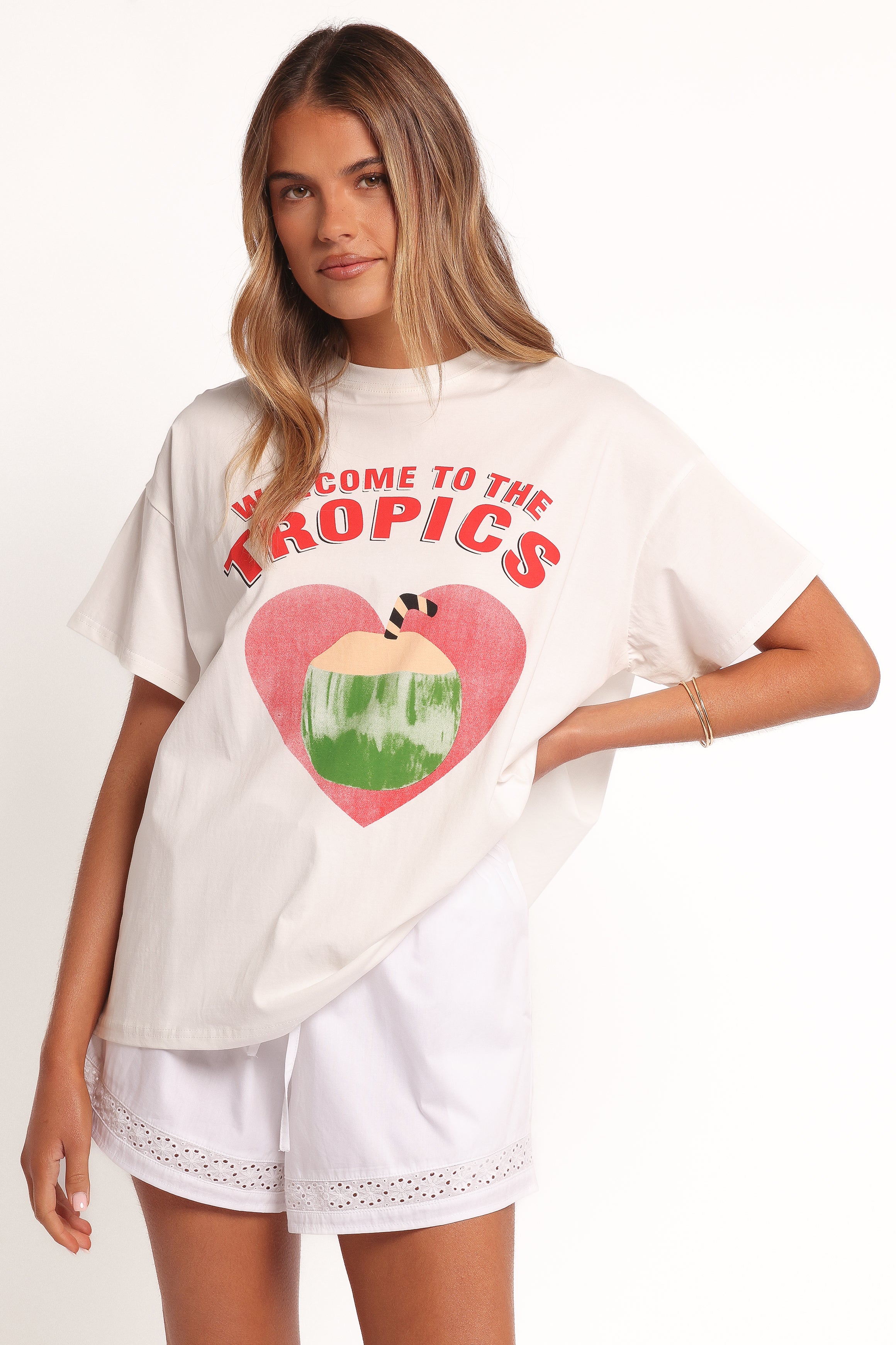 TOPS The Tropics Graphic Tee - White