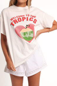 TOPS The Tropics Graphic Tee - White