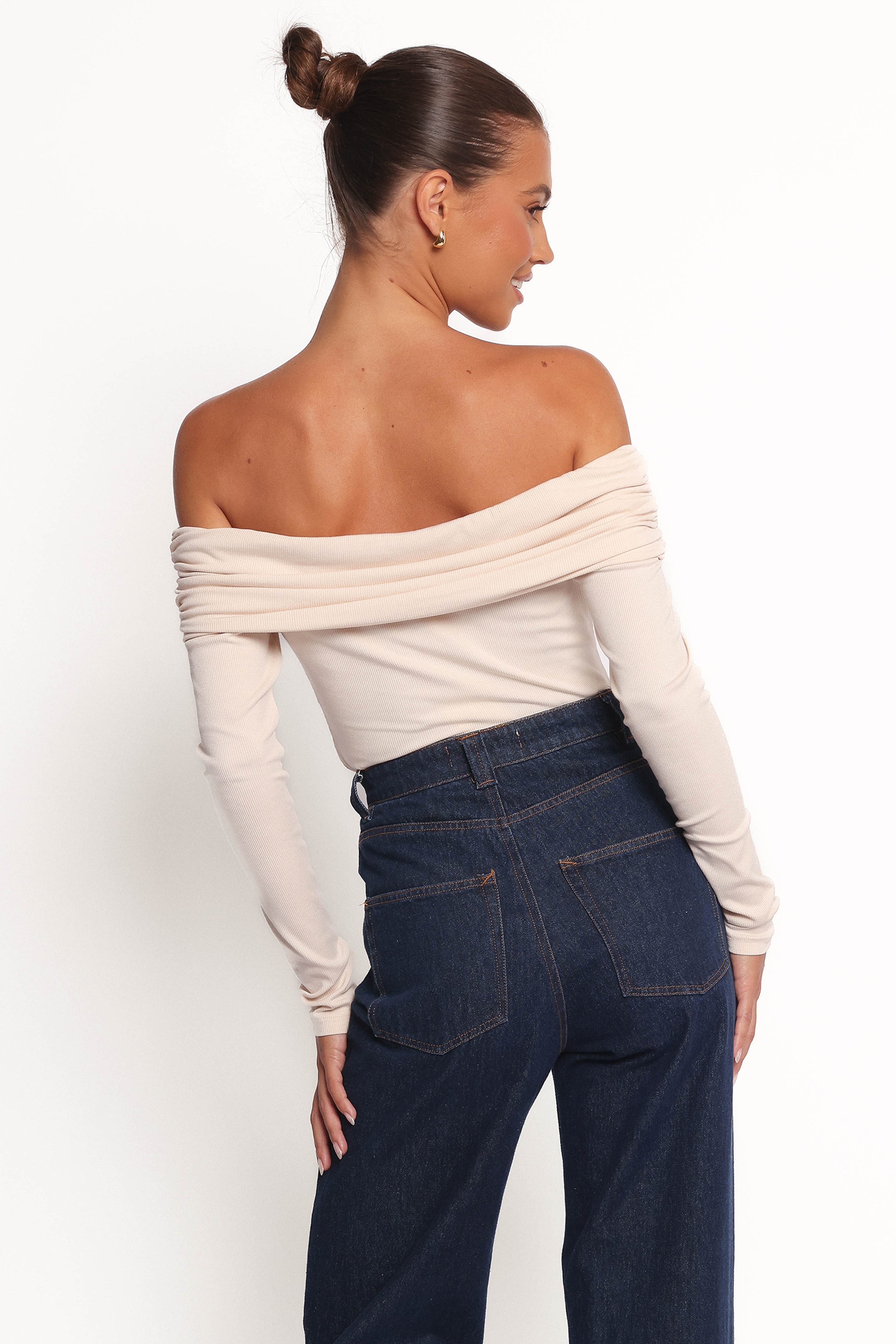 TOPS Thomsie Off Shoulder Knit Top - Ivory
