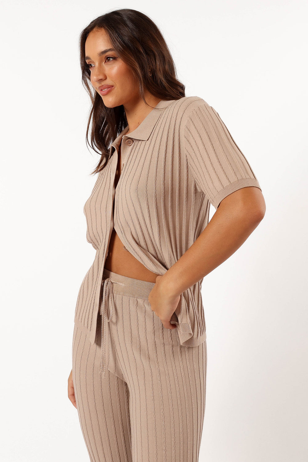 TOPS @Tibi Ribbed Top - Beige (Hold for Cool Beginnings)