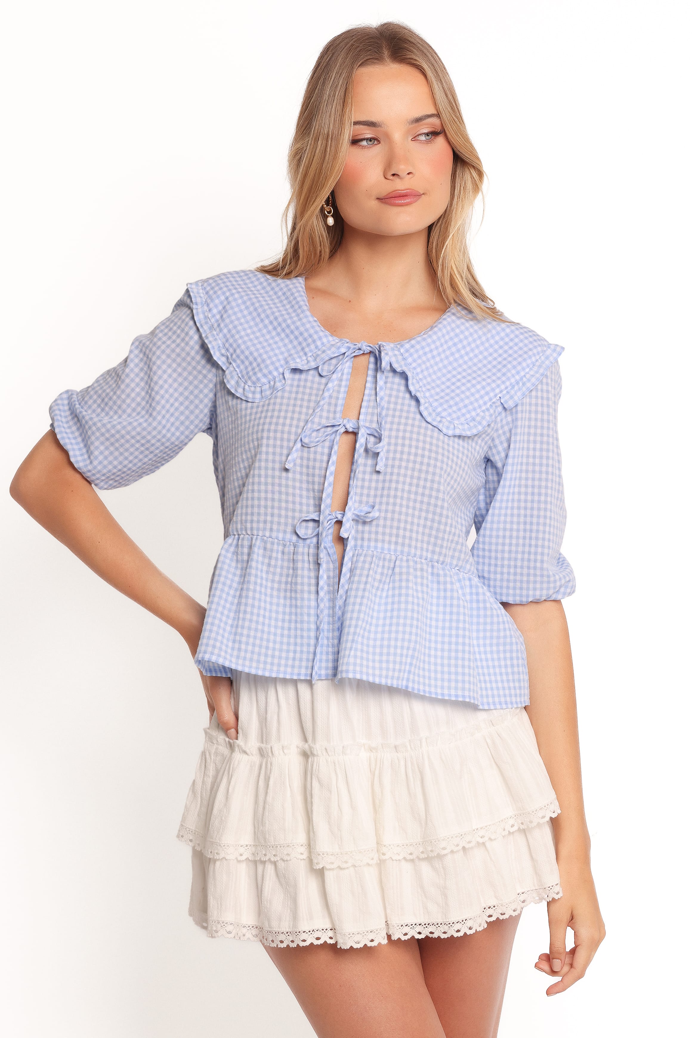 TOPS Tillio Tie Front Top - Blue
