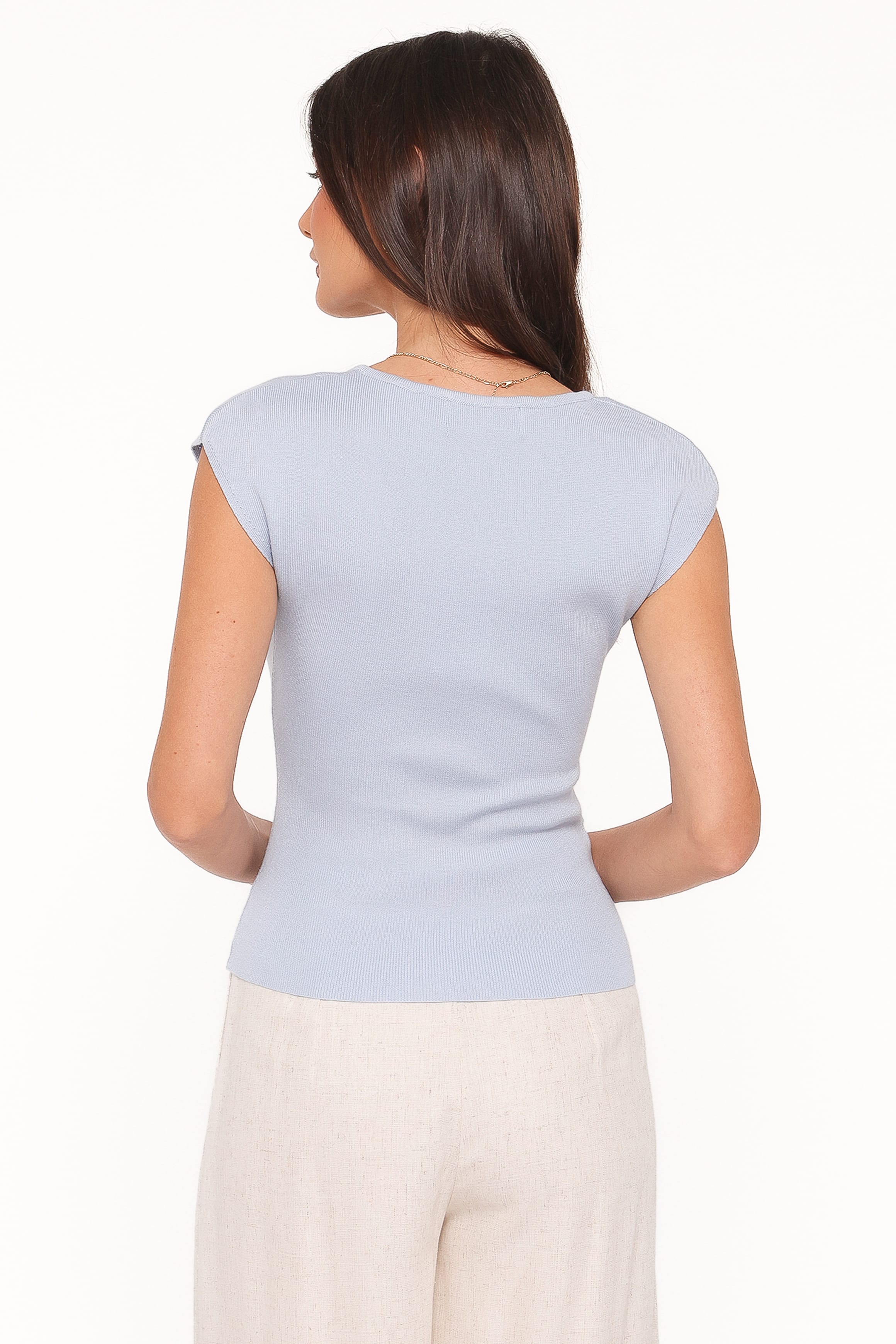 TOPS Tori Side Cinch Knitted Top - Light Blue