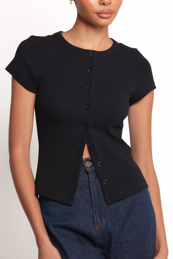 TOPS Tylarah Short Sleeve Cardigan Top - Black