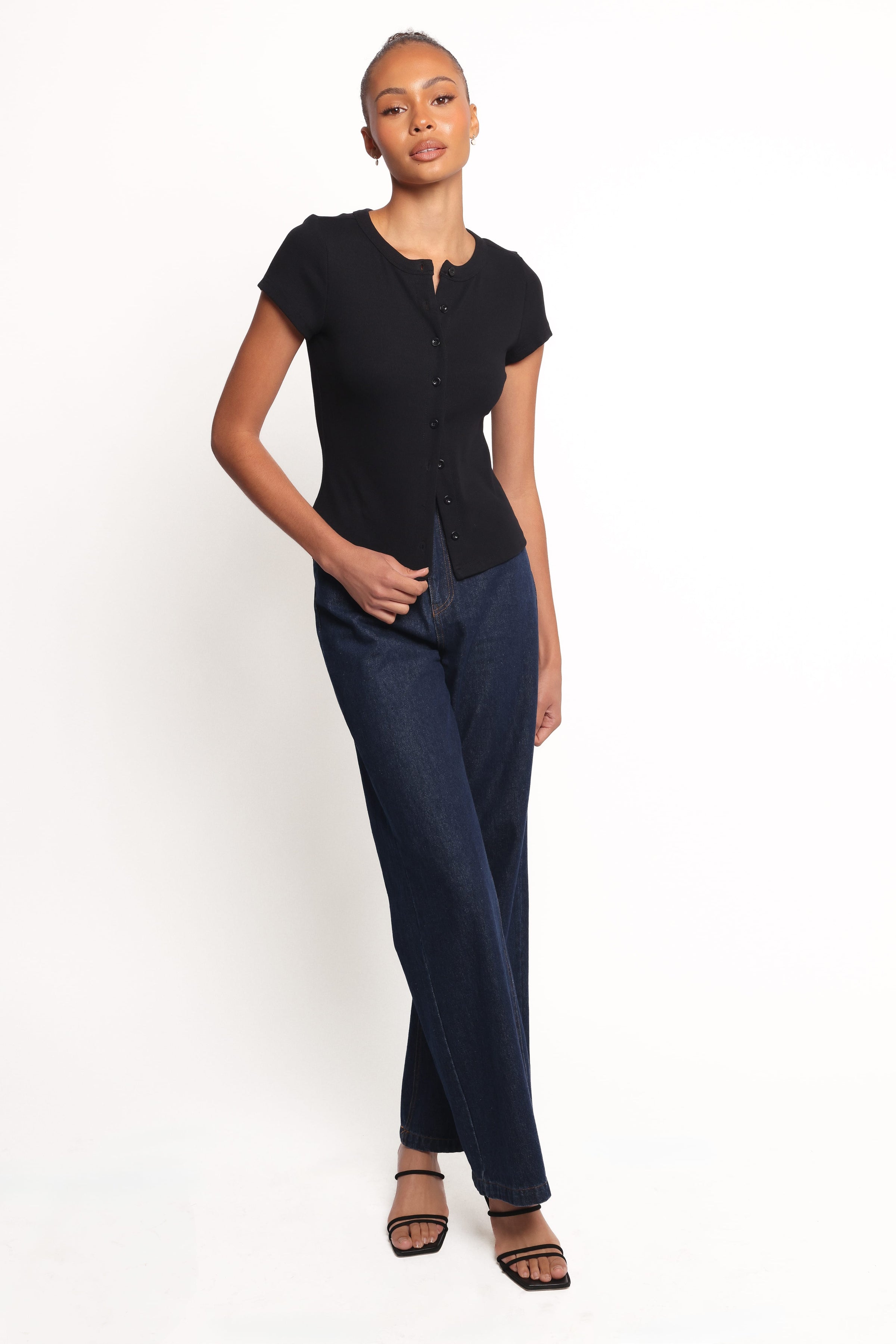 TOPS Tylarah Short Sleeve Cardigan Top - Black