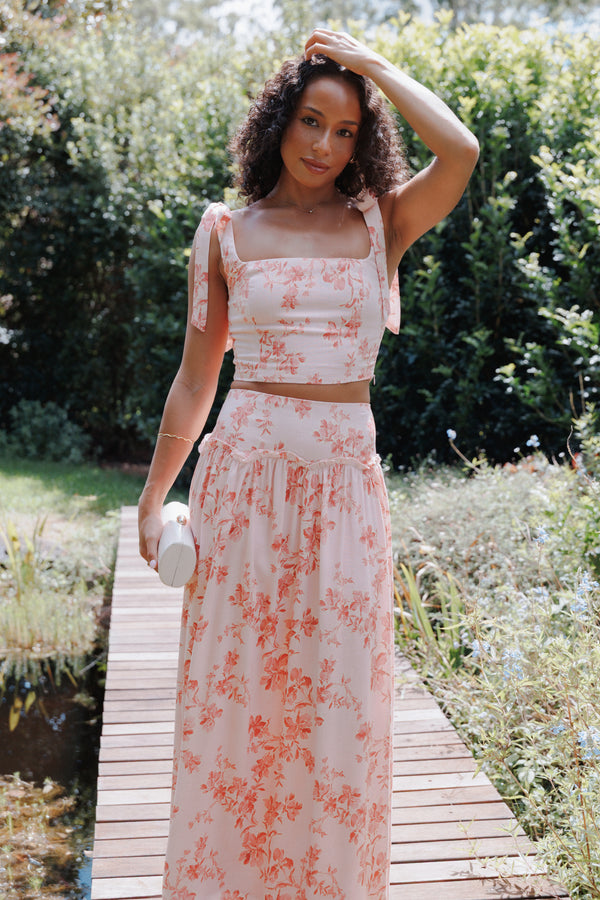 TOPS Tyler Tie Shoulder Top - Rose Pink Floral