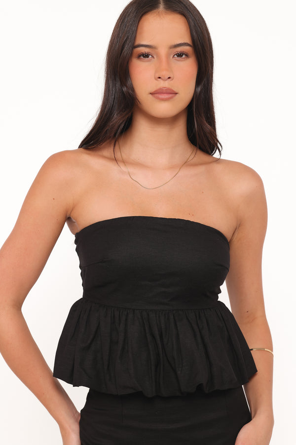 TOPS Ursa Peplum Top - Black