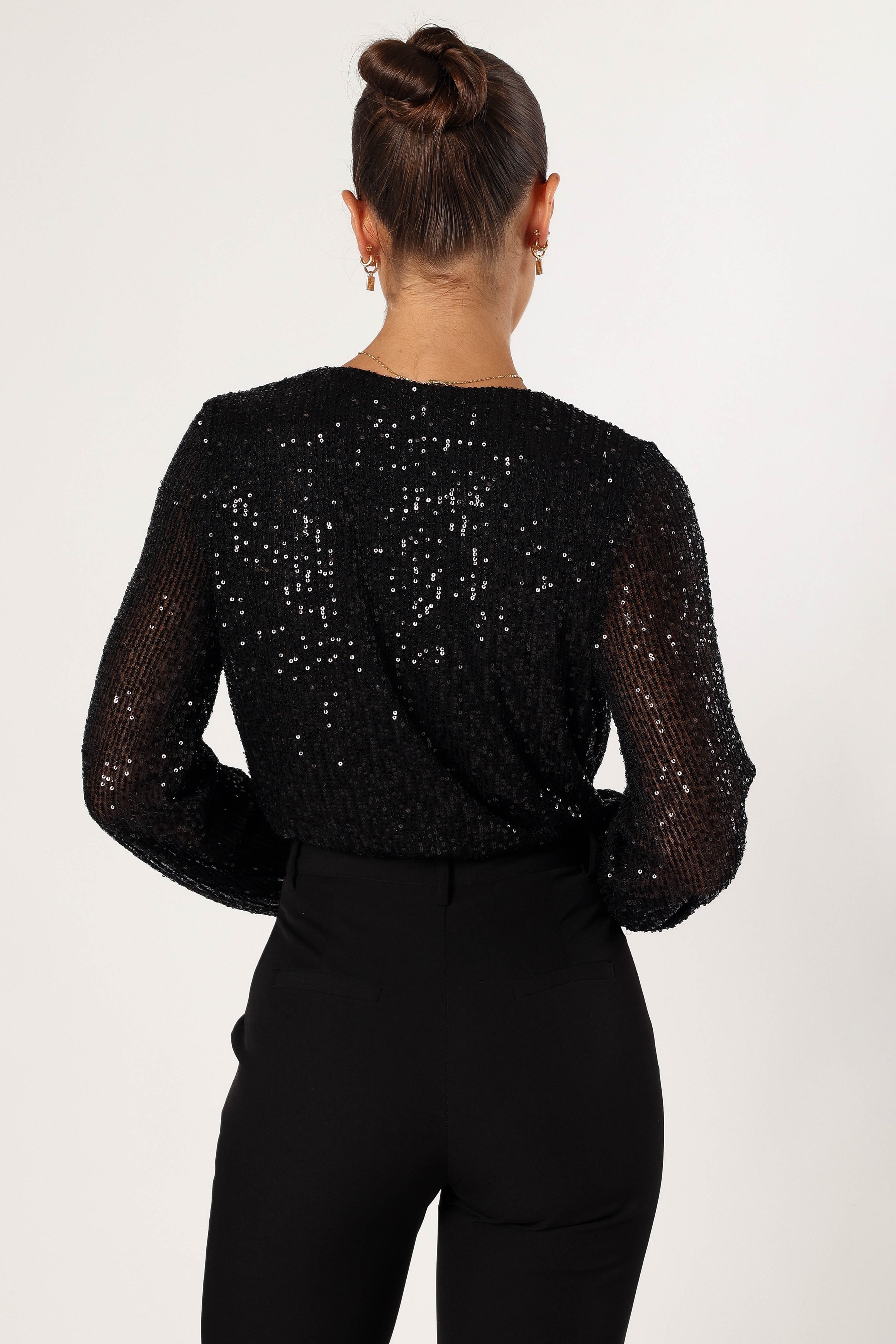 TOPS @Urvi Sequin Bodysuit - Black
