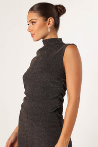 TOPS @Valentina Mock Neck Top - Brown